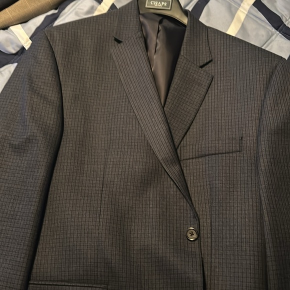 Chaps Sport coat Navy Dark Brown Pattern 46R - Picture 2 of 4